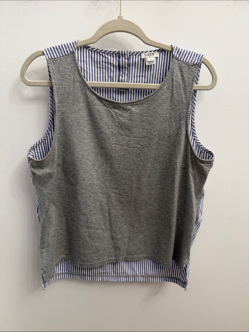 J. Crew Layered Tank Top - Gray with Blue Stripes